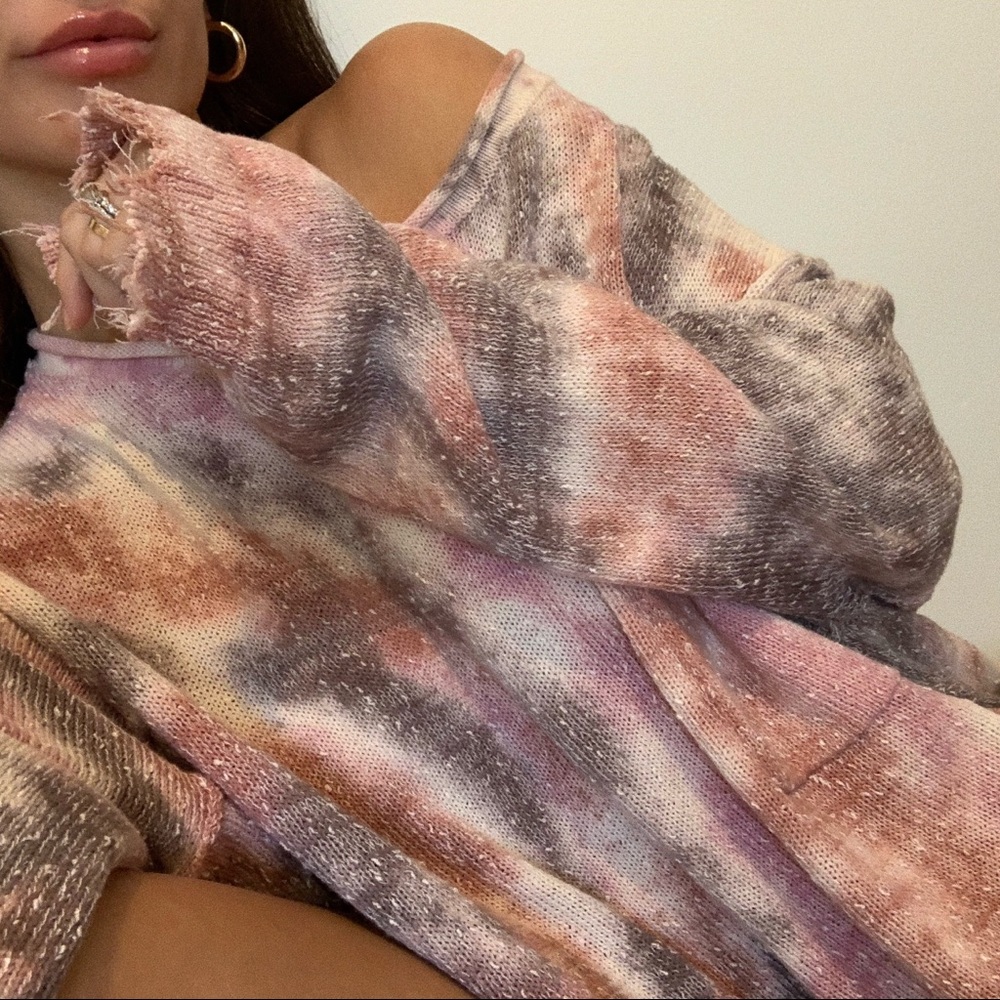 mrsalliexo Pink, Purple and Brown Tie-Dye Knit Sweater